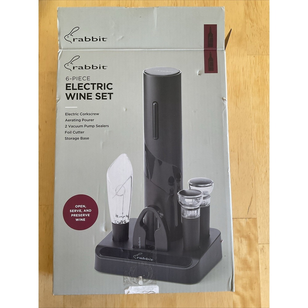 Rabbit 6 Piece‎ Electric Wine Set New-In Box Electric Corkscrew Aerating Pourer